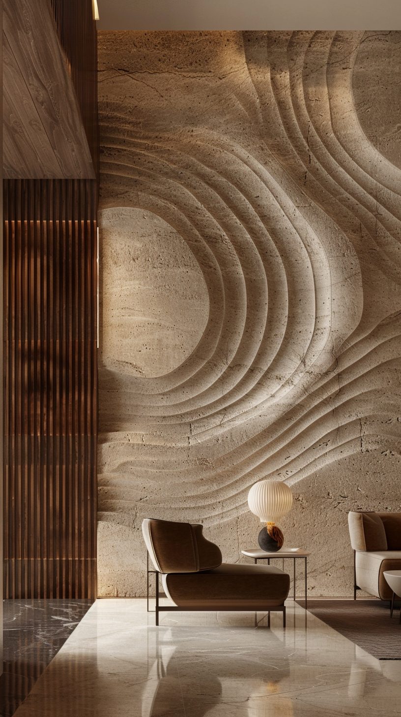Wimacons dune relief wall, entrance hall iv, private estate commission, lightweight foam-core